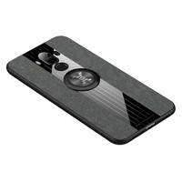Voor Huawei mate 9 XINLI stiksels doek Textue schokbestendig TPU beschermhoes met ring houder (grijs)