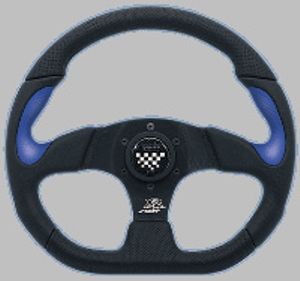 Simoni Racing Sportstuur X2 Poly/Pelle 'Formula' 330mm - Zwart/Blauw SRX233PIB