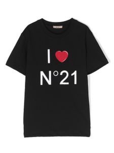 Nº21 Kids t-shirt en coton à logo imprimé - Noir