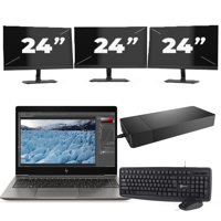HP Pavilion G6 - Intel Core i3-2e Generatie - 15 inch - 8GB RAM - 256GB SSD - Windows 10 Home + 3x 24 inch Monitor