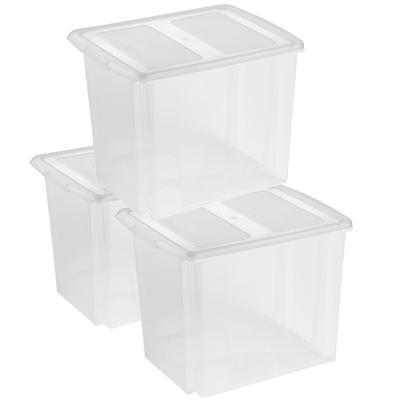 Sunware 3x opslagboxen - kunststof - 45 liter - transparant - 45 x 36 x 36 cm - met deksel - kisten Sunware 3x opslagboxen - kunststof - 45 liter - transparant - 45 x 36 x 36 cm - met deksel - kisten