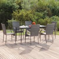 7-delige Tuinset poly rattan grijs