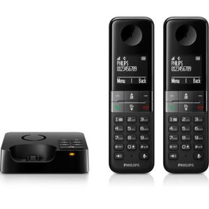 Philips Telefoon D4752B - DECT Telefoon - Huistelefoon 2 Handsets - Huistelefoon met Antwoordapparaat - Zwart