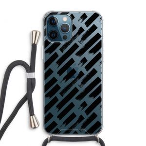 Zwarte vegen: iPhone 12 Pro Max Transparant Hoesje met koord