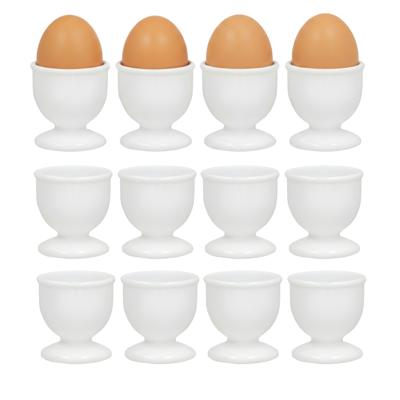 Gerimport Eierdopjes - 12x stuks - wit - kunststof - 4 x 5 cm - voor ontbijt /brunch / Pasen