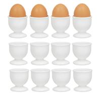 Gerimport Eierdopjes - 12x stuks - wit - kunststof - 4 x 5 cm - voor ontbijt /brunch / Pasen