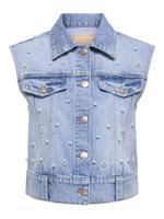 Only Onlonur Pearl Deco Dnm Vest Red Dot Vest Light Blue Denim