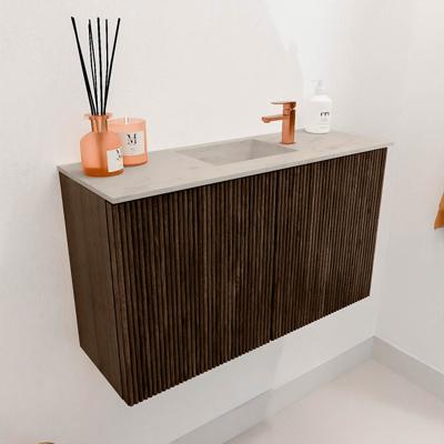 Toiletmeubel Mondiaz Joya Dlux | 70 cm | Meubelkleur Walnut | Faye wastafel Opalo Wasbak Midden | 1 kraangat