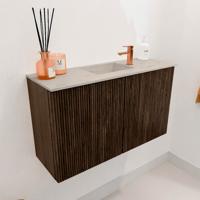 Toiletmeubel Mondiaz Joya Dlux | 70 cm | Meubelkleur Walnut | Faye wastafel Opalo Wasbak Midden | 1 kraangat