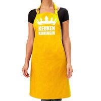 Keuken koningin keukenschort geel voor dames - thumbnail