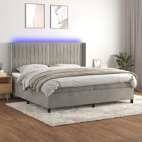 Boxspring met matras en LED fluweel lichtgrijs 200x200 cm