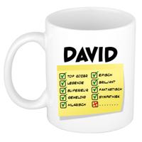 Naam mok David - wit - top gozer - keramiek - 300 ml - cadeau collega beker Naam mok David - wit - top gozer - keramiek - 300 ml - cadeau collega beker