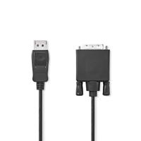 Nedis DisplayPort-Kabel | DisplayPort Male | DVI-D 24+1-Pins Male | 1080p | Vernikkeld | 1.00 m | Rond | PVC | Zwart | Label - CCGL37200BK10 Nedis DisplayPort-Kabel | DisplayPort Male | DVI-D 24+1-Pins Male | 1080p | Vernikkeld | 1.00 m | Rond | PVC | Zwart | Label - CCGL37200BK10