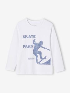 Basics T-shirt met lange mouwen voor jongens met een speels of grafisch motief wit