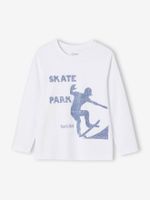 Basics T-shirt met lange mouwen voor jongens met een speels of grafisch motief wit - thumbnail