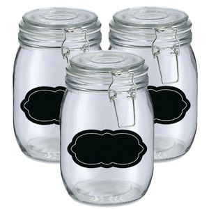 Weckpot/inmaakpot - 4x - 1L - glas - met beugelsluiting - incl. etiketten