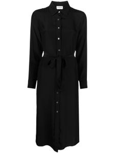 P.A.R.O.S.H. robe-chemise en soie à taille ceinturée - Noir