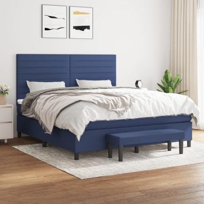 Boxspring met matras stof blauw 160x200 cm