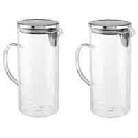 schenkkan - 2x - 1,3 liter - glas - 22 cm - waterkan - sapkan