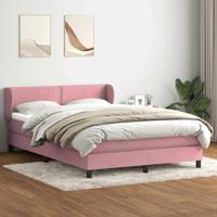 Boxspring met matras fluweel roze 160x220 cm