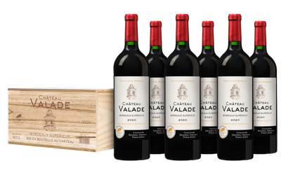 Château Valade Bordeaux Supérieur op kist