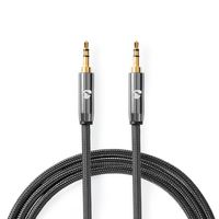 Stereo-Audiokabel | 3,5 mm Male - 3,5 mm Male | Gun Metal Grey | Gevlochten kabel - thumbnail