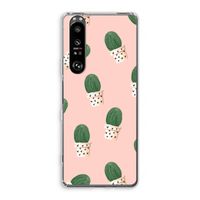 Cactusprint roze: Sony Xperia 1 III Transparant Hoesje