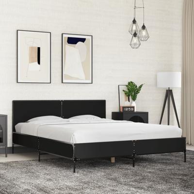 Bedframe bewerkt hout metaal zwart 150x200 cm