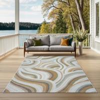 Karpet24 Mira Buitentapijt met Modern Golfpatroon - Voor een Stijlvolle Sfeer in Woonkamer en Tuin-200 x 280 cm
