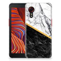 Samsung Galaxy Xcover 5 | TPU | Siliconen hoesje | Marmer Wit Zwart - Origineel Cadeau Man