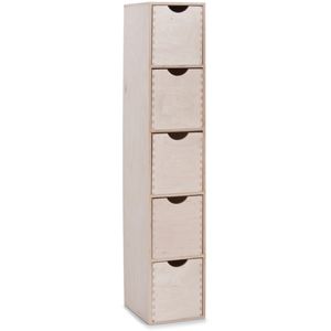 Kantoor organizer ladeblok - 5 lades - 21 x 18 x 87 cm - hout