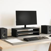 Monitorstandaard Zwart Eiken 54x22x15 cm Bewerkt Hout