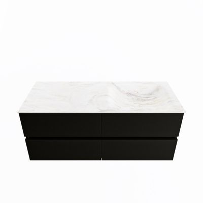MONDIAZ VICA-DLUX 120cm badmeubel onderkast Urban 4 lades. Inbouw wastafel CLOUD rechts zonder kraangat, kleur Ostra.