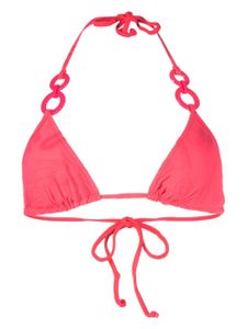 Moschino haut de bikini à logo triangle - Rose