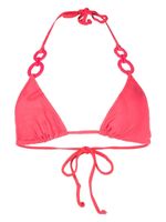 Moschino haut de bikini à logo triangle - Rose