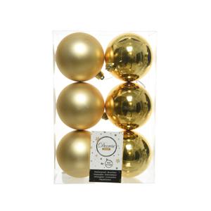 Decoris Kerstballen - 6x stuks - goud - kunststof mat/glans - 8 cm   -