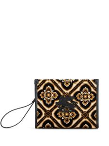 ETRO logo-embroidered jacquard makeup bag - Tons neutres