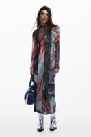 Midi-jurk van tule met print - MATERIAL FINISHES - L