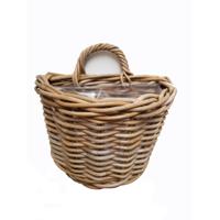 Wandhanger mand - bruin - 38 x 24 x 25 cm - rotan - gevlochten - voor bloemen/planten