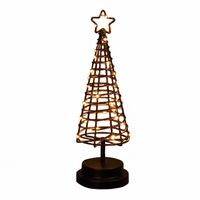 Verlichte figuren zwarte 3D lichtboompje/metalen boom/kerstboompje met 30 led lichtjes 30 cm