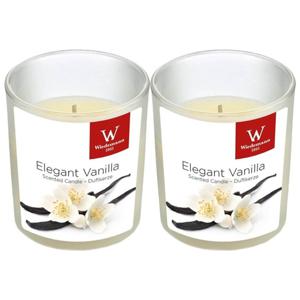 Trend Candles Geurkaars - 2x - in glas - Vanille aroma - 25 branduren - 7 x 8 cm