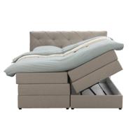 Leen Bakker - Boxspring Met Opbergruimte Liv Geruit - 140x200 Cm - Stof - Beige
