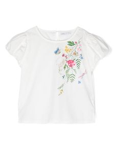 Monnalisa t-shirt en coton à fleurs - Blanc