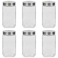 vidaXL Opbergpotten met zilverkleurig deksel 6 st 2100 ml - thumbnail