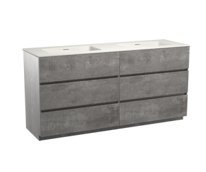 Storke Edge staand badmeubel 170 x 52 cm beton donkergrijs met Mata dubbele wastafel in mat witte solid surface