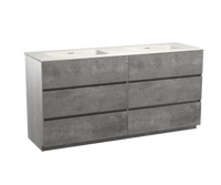 Storke Edge staand badmeubel 170 x 52 cm beton donkergrijs met Mata dubbele wastafel in mat witte solid surface