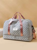 Solid Color Unisex Travel Luggage Zipper Tote Bag, Multifunctional With Independent Shoe Compartment, Large Capacity For Easy Outdoor Storage. Grey / One Size