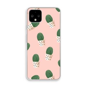Cactusprint roze: Pixel 4 Transparant Hoesje