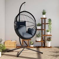 VidaXL Hangstoel met standaard rattan en staal antracietkleurig VidaXL Hangstoel met standaard rattan en staal antracietkleurig