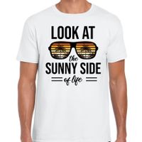 Sunny side feest t-shirt / shirt look at the sunny side of life wit voor heren - thumbnail